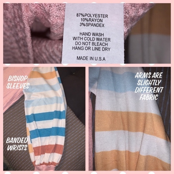 Blush Thermal w/ Multi color Balloon sleeves - Picture 5 of 5